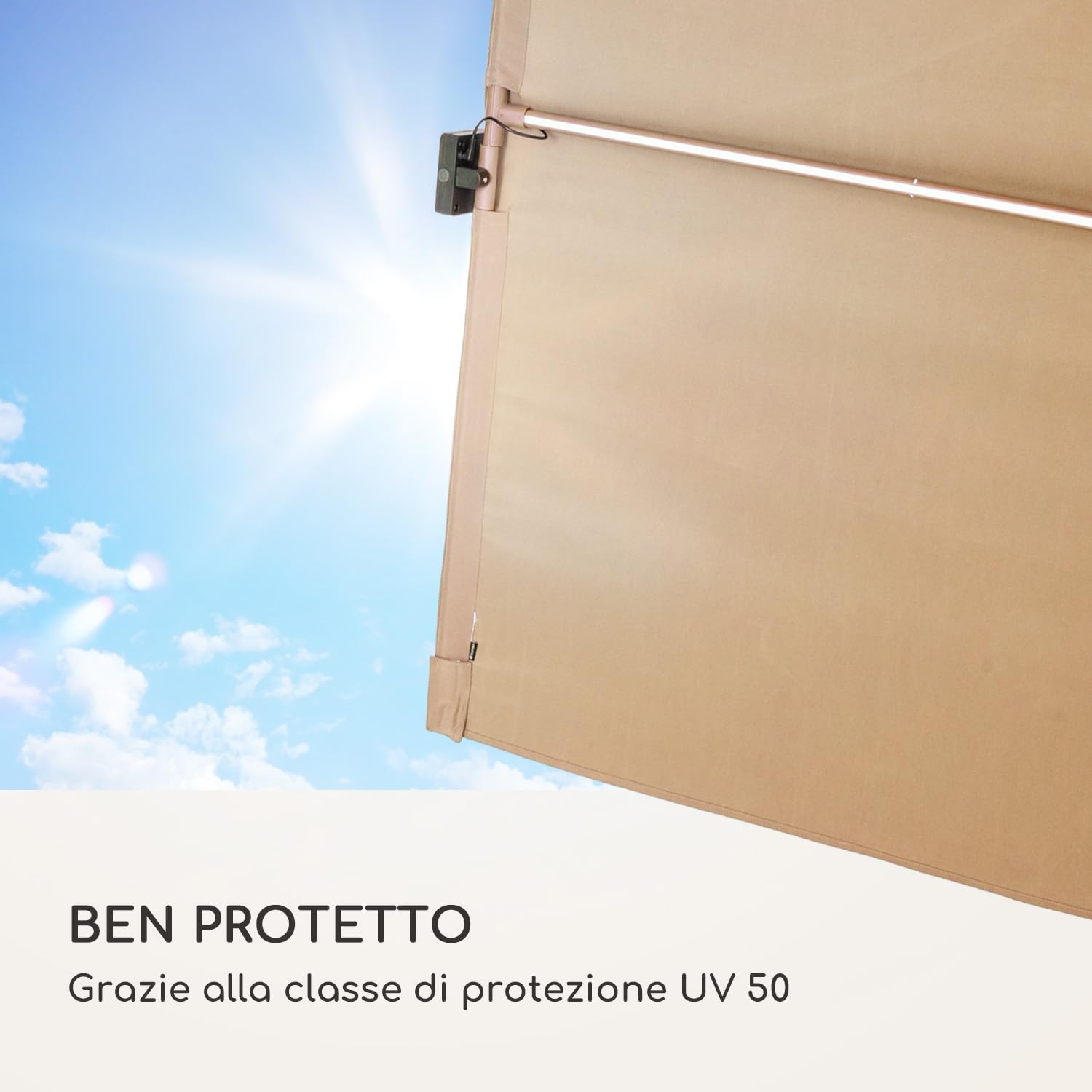 blumfeldt Ombrellone da Giardino, Ombrellone Arredo Giardino con Pannelli Solari, Luci LED RGB, Protezione Raggi UV, da Decentrato Impemeabile e Smart, da Esterno
