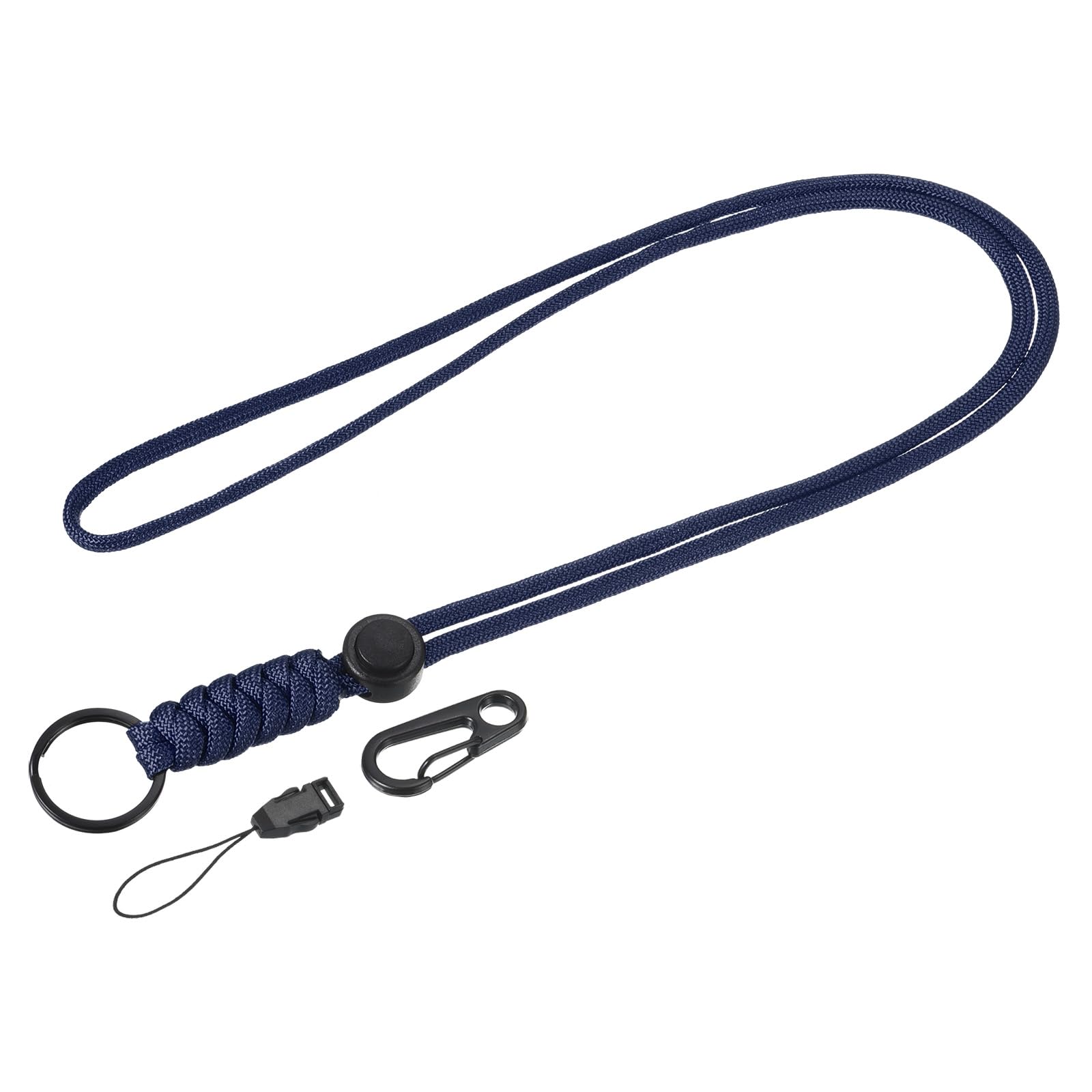 YOKIVE 1 Pcs Paracord Lanyards, Necklace Keychain Cord Metal Clasp Hooks Ring Straps, Blue, 20.5 Inch