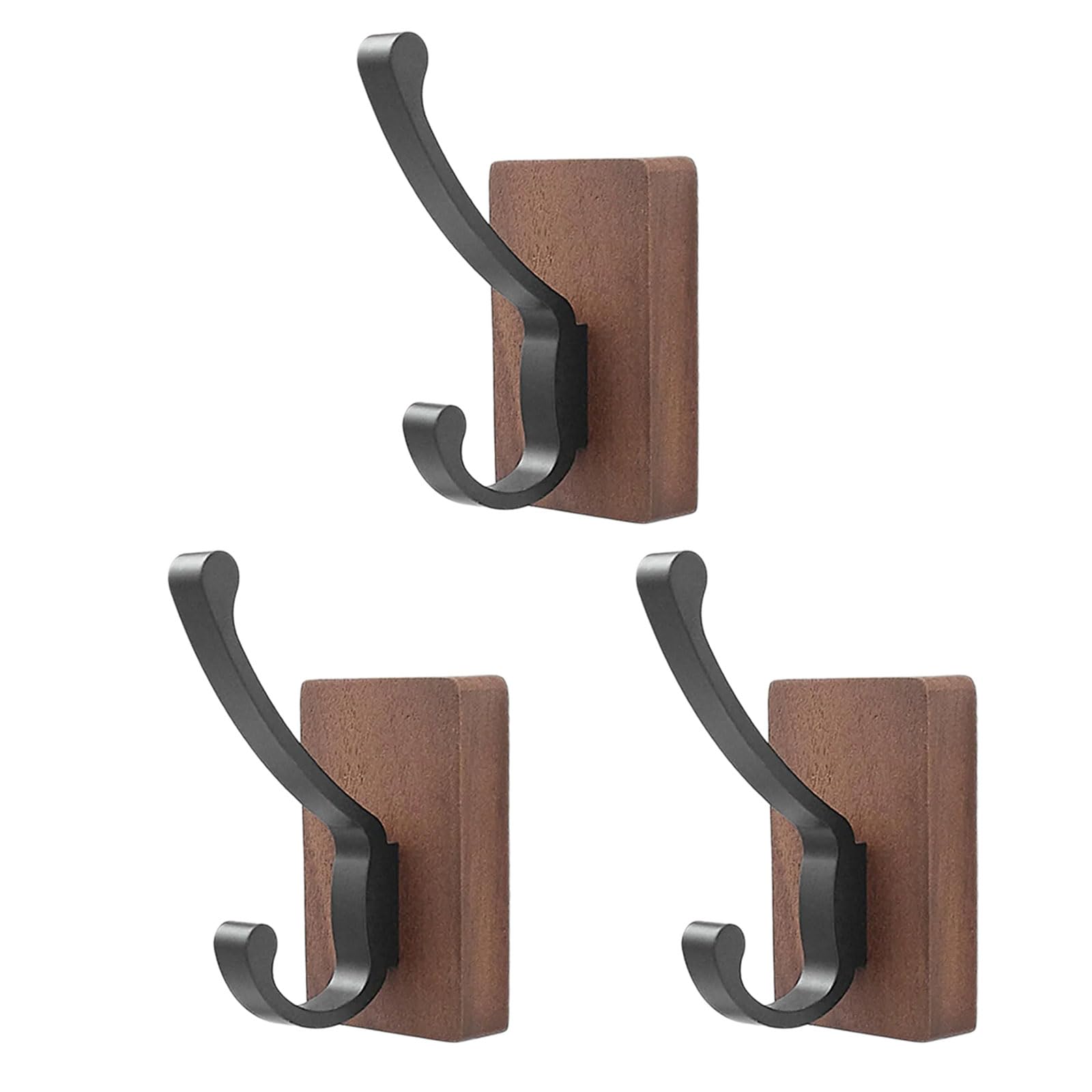 Linvimia Walnuts Wood Bathroom Hook Strong Adhesive Without Holes Installation for Smooth Surfaces Space Saving Design Wall Hook