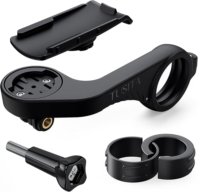 TUSITA Rozszerzony Przód Uchwyt Rowerowy Kompatybilny z Garmin Urządzeniami Ręcznymi, Edge GPS Computer - Kierownica Rowerowa 25,4mm 31,8mm