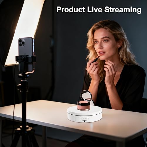 Miniatura 58 de Soporte de exhibición giratorio motorizado, carga de 5 pulgadas/11 libras, plataforma giratoria de 360° para relojes de joyería, modelos 3D, pastel