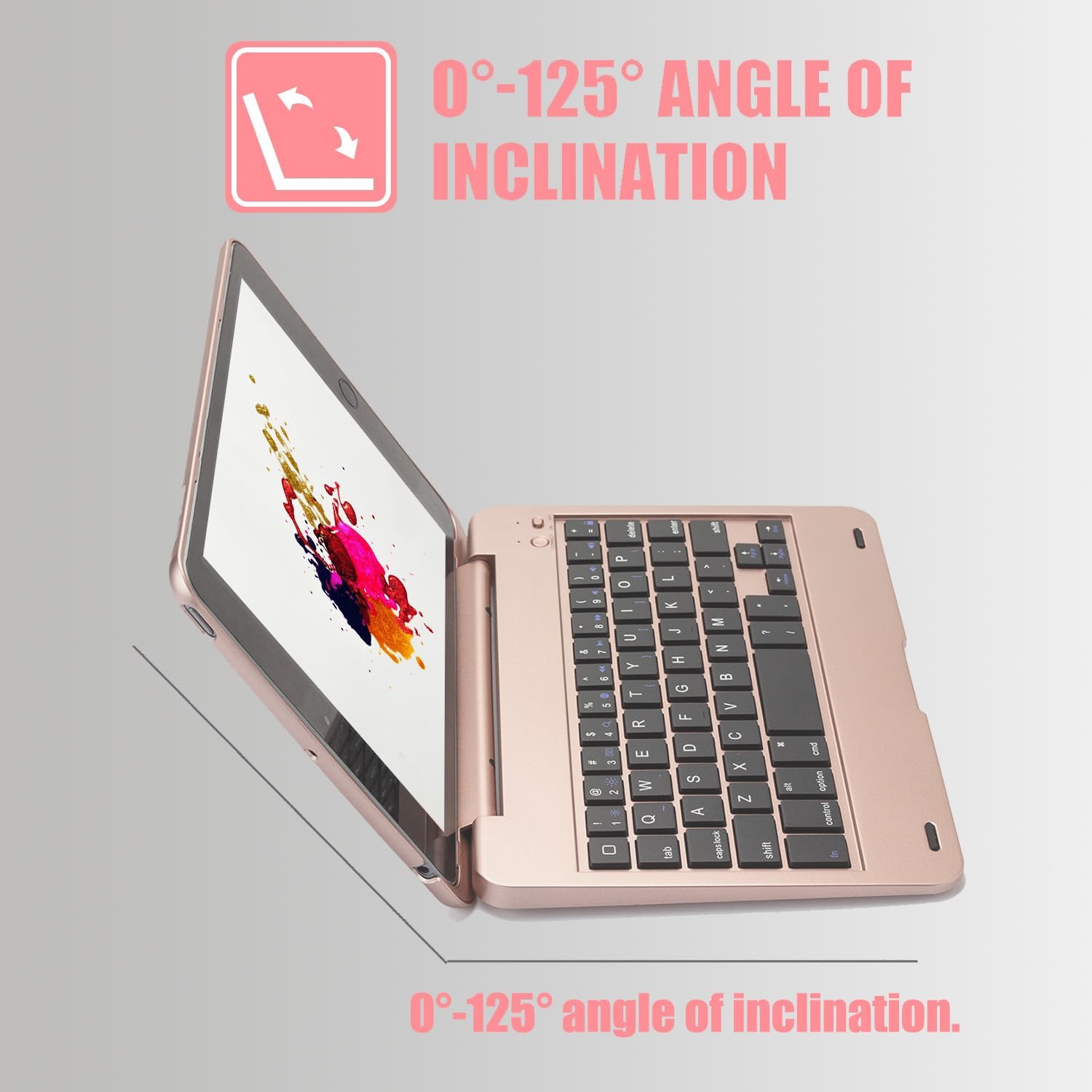 Bluetooth Keyboard Case for iPad Mini 4&5, iPad Keyboard Case with 125 Degree Swivel Rotating Stand, Ultra-Slim,Shockproof Protection, Auto Sleep/Wake Feature(iPad Mini 4/5 Rose Gold)