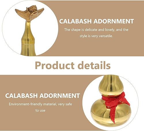 Miniatura 8 de PRETYZOOM Cucurbit de cobre Wu Lou Hu Lu - Estatua de calabaza de cobre dorado, Calabash Fengshui, figura de la suerte y el tesoro, coleccionable