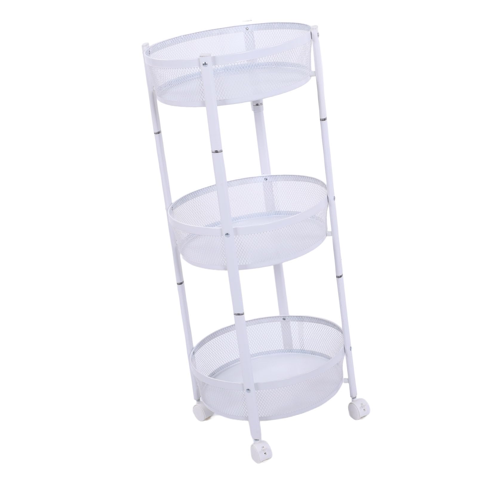 Carro Utilitario de Metal de 3 Niveles, Organizador Rodante Resistente para Cocina y Despensa, Ahorro de Espacio, Acero Al Carbono, Plegable, 1 Unidad (Blanco Crema)