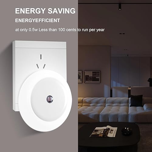 Miniatura 4 de Bornelet Paquete de 4 lámparas de noche LED con sensor de luz, luces nocturnas enchufables a la pared, luces de pared blancas frías, luz nocturna