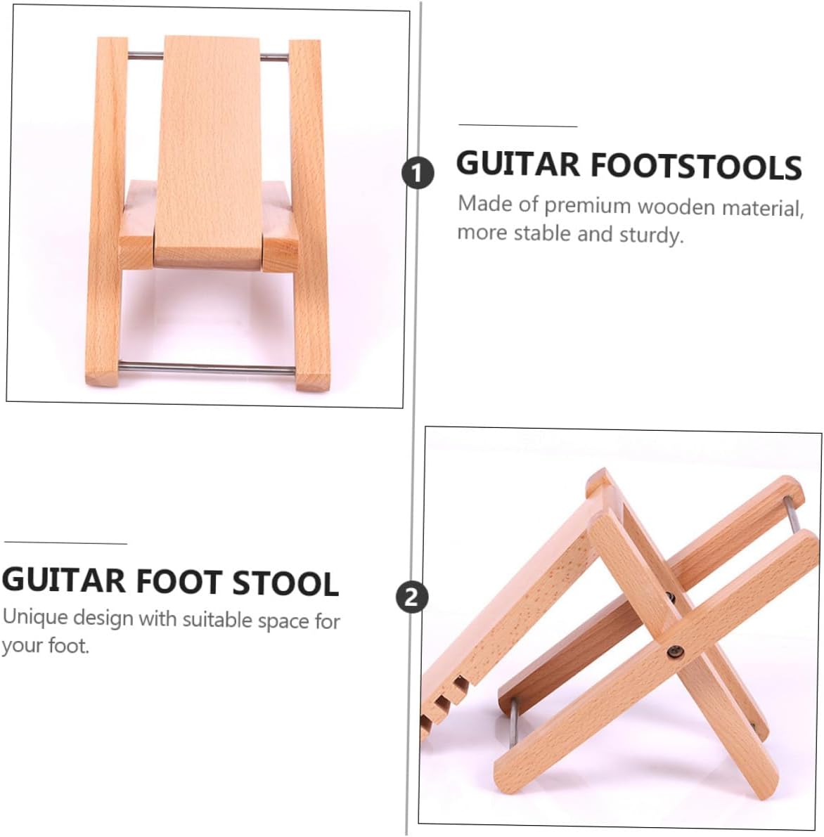 Wooden Guitar Pedal Foot Rest Stool 4 Height Levels for Guitar Accessories
