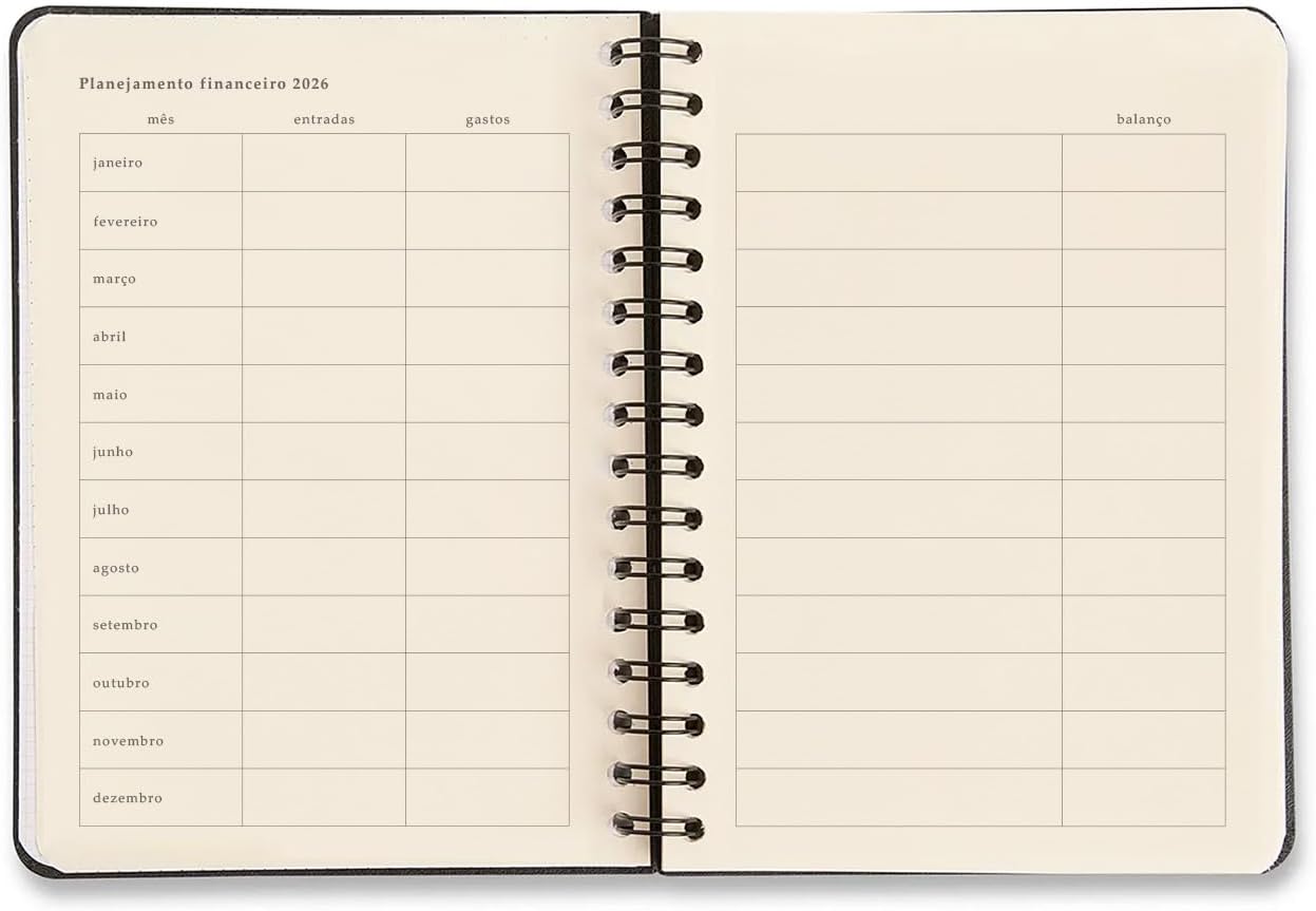 AGENDA PLANNER WIRE-O 2026 JARDIM DIARIA A5 PRETO