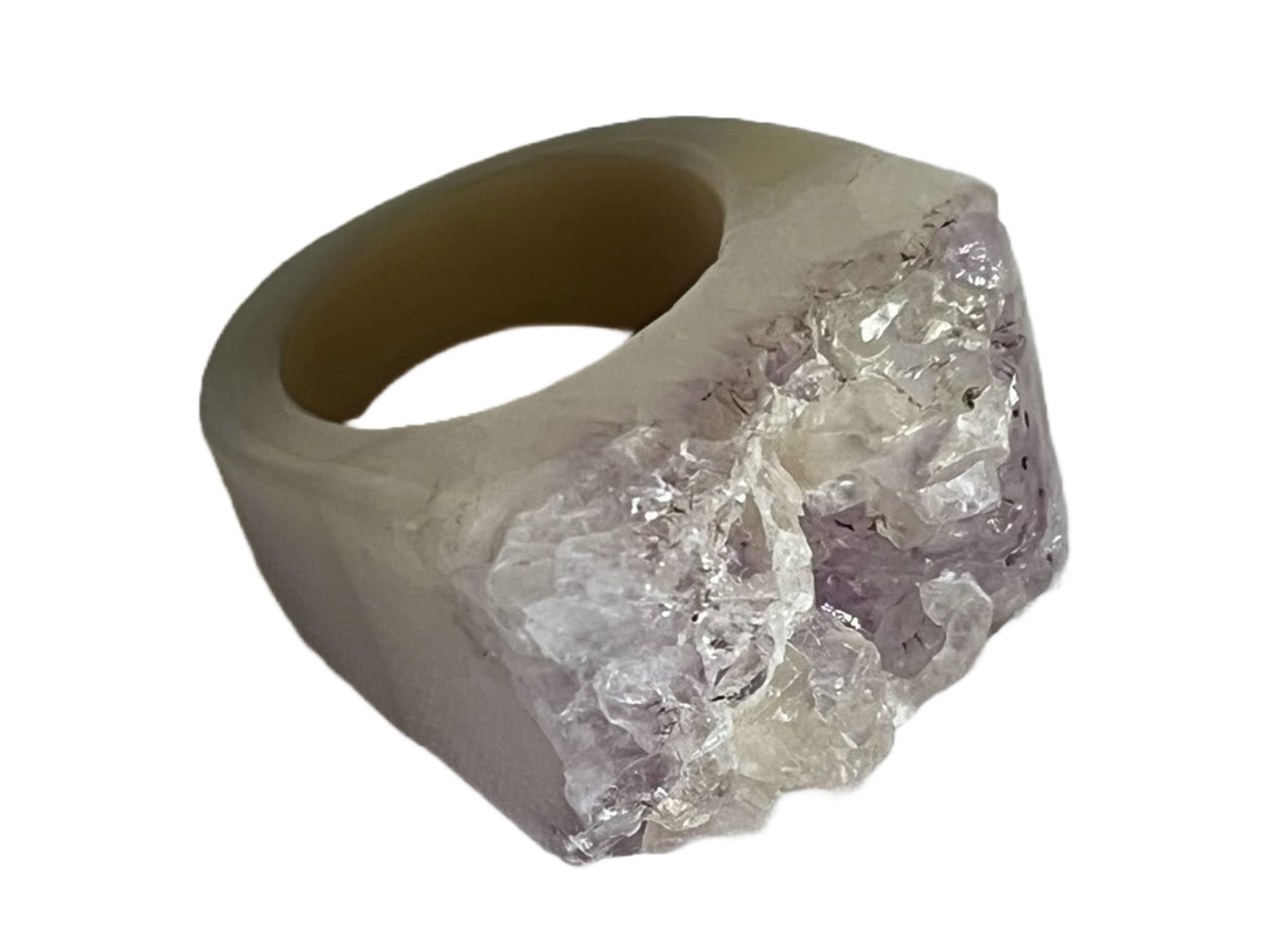 Carved Agate Druzy Ring size 6.5