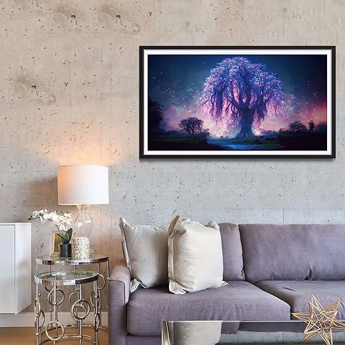 Miniatura 4 de Kits de pintura de diamantes 5D para adultos, arte de diamantes de 15.7 x 27.5 pulgadas, árbol de la vida de la luna, pintura de diamante de