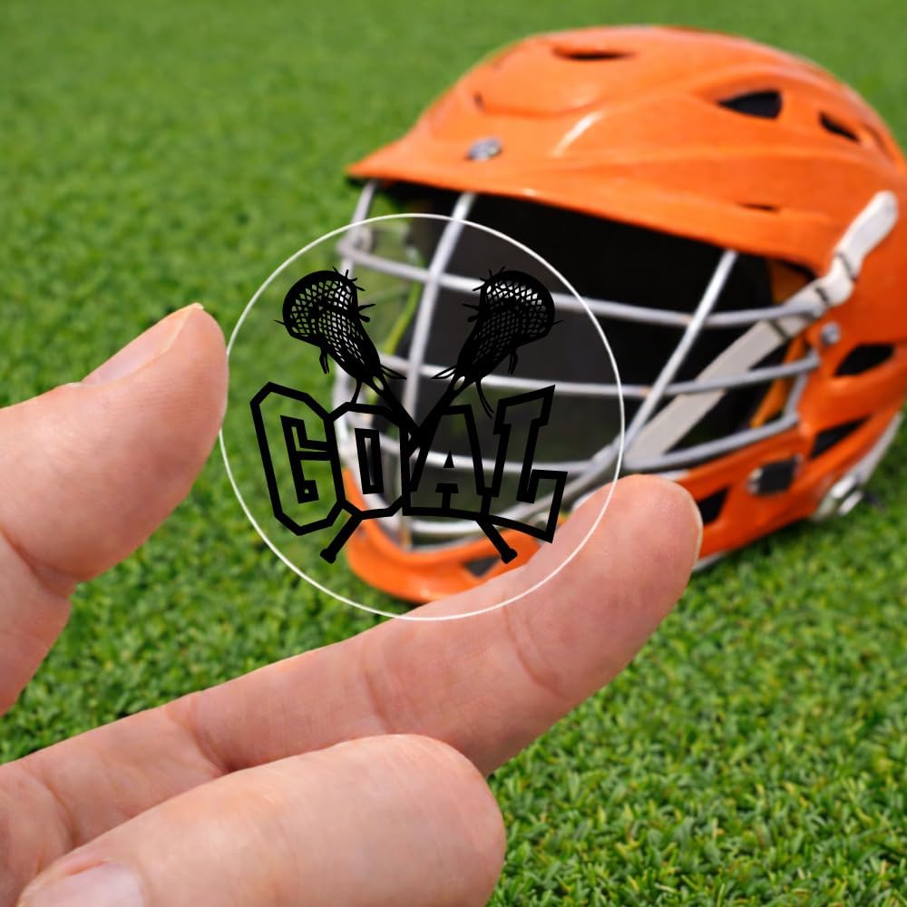Goal Award Decals (Black on Clear) - 1 1/8" Circle - 100 Total Stickers (4 Sheets of 25) – 20 Mil Heavy-Duty Vinyl with Strong 3M Adhesive - Pro-Grade Punch-Out Stickers - Lacrosse