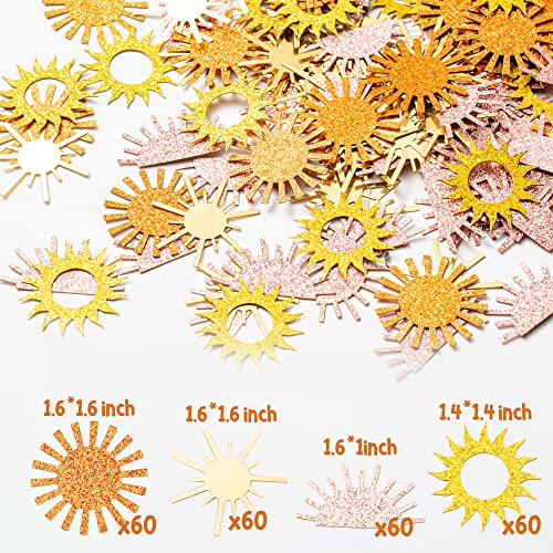 Boho Sun Confetti First Trip Around The Sun Birthday Decorations Glitter Muted Sun Scatter Paper You Are My Sunshine Table Decor Groovy Retro Party Supplies For 1St Birthday Baby Shower, 240 Pcs #TOP1