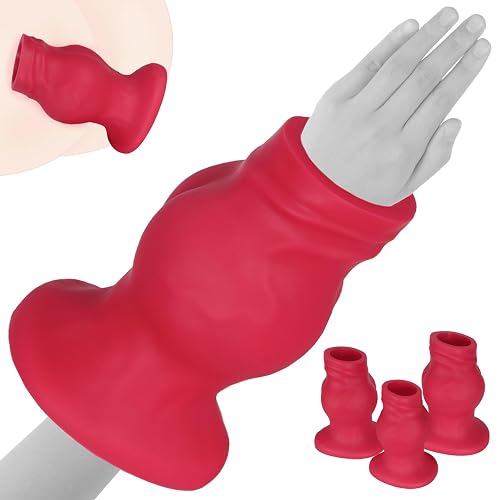 MFMYEE Silicone Hollow Anal Plug, Extra Large Butt Plug with Hollow Tunnel 3 Sizes (S-L), Dildo Anus Dilator, SM Adult Masturbator Erotic Toy for Vag-ina Dilator/Sex Gloves/Tunnel Spec-ulum (Red, L)