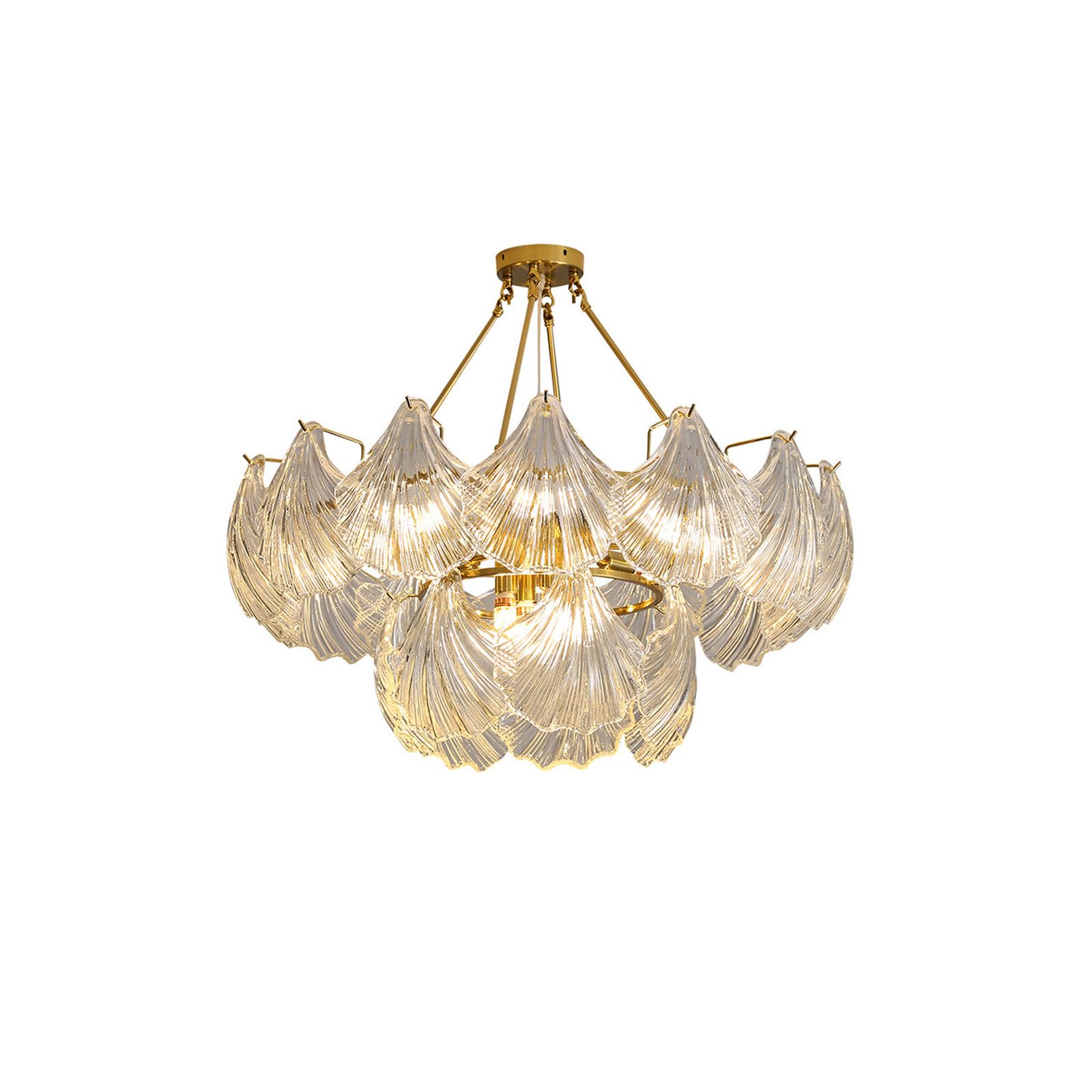 Lustre doré en verre E14 pour illuminer un salon sombre ou couloir
