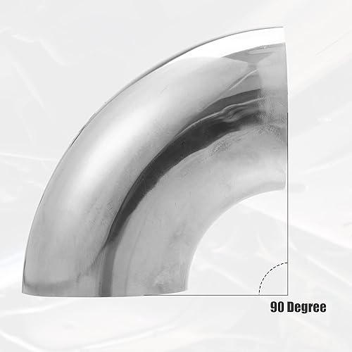 Miniatura 5 de X AUTOHAUX 1 Uds. OD 5.25 pulgadas 90 grados mandril curva codo SS304 acero inoxidable tubo de escape para coche sistema de escape modificado 5.25