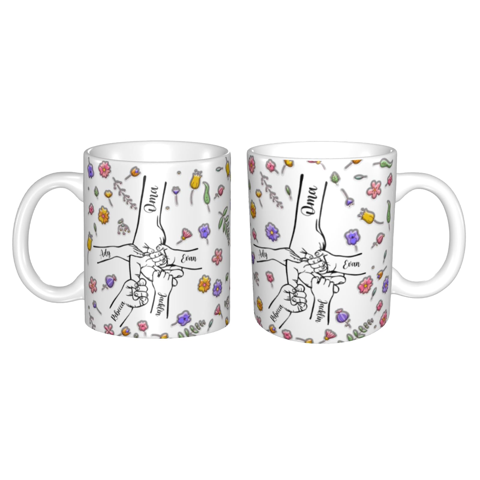 VWCSDSCS Personalized Holding Mom‘s Hand Printed Mug,You Hold Our Hands Mug,Customized Gift for Grandma Nana, Gift for Women Birthday Gifts for Mom