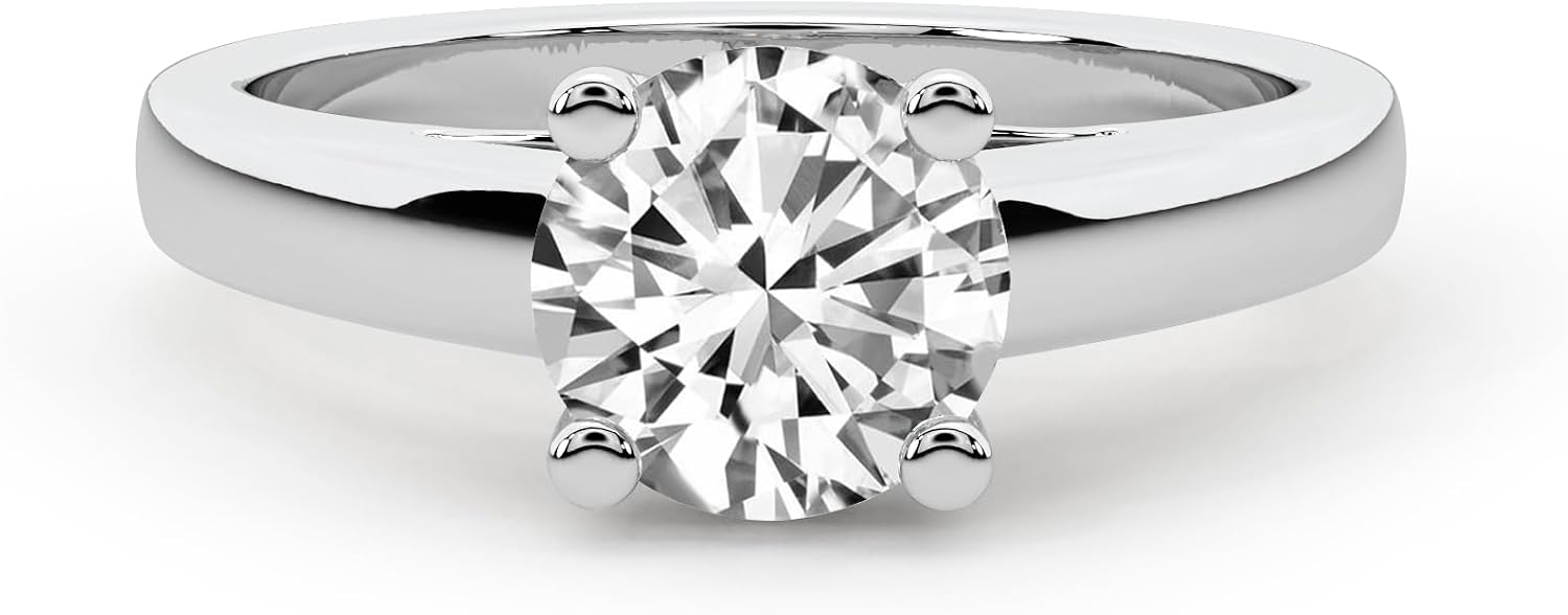 FRIENDLY DIAMONDS Lab Grown IGI Certified Diamond Engagement Ring | 1-5 Carat | 14K Or 18K in White, Yellow Or Rose Gold | Allen Flat Band Solitaire Diamond Engagement Ring | FG-VS1-VS2 Quality