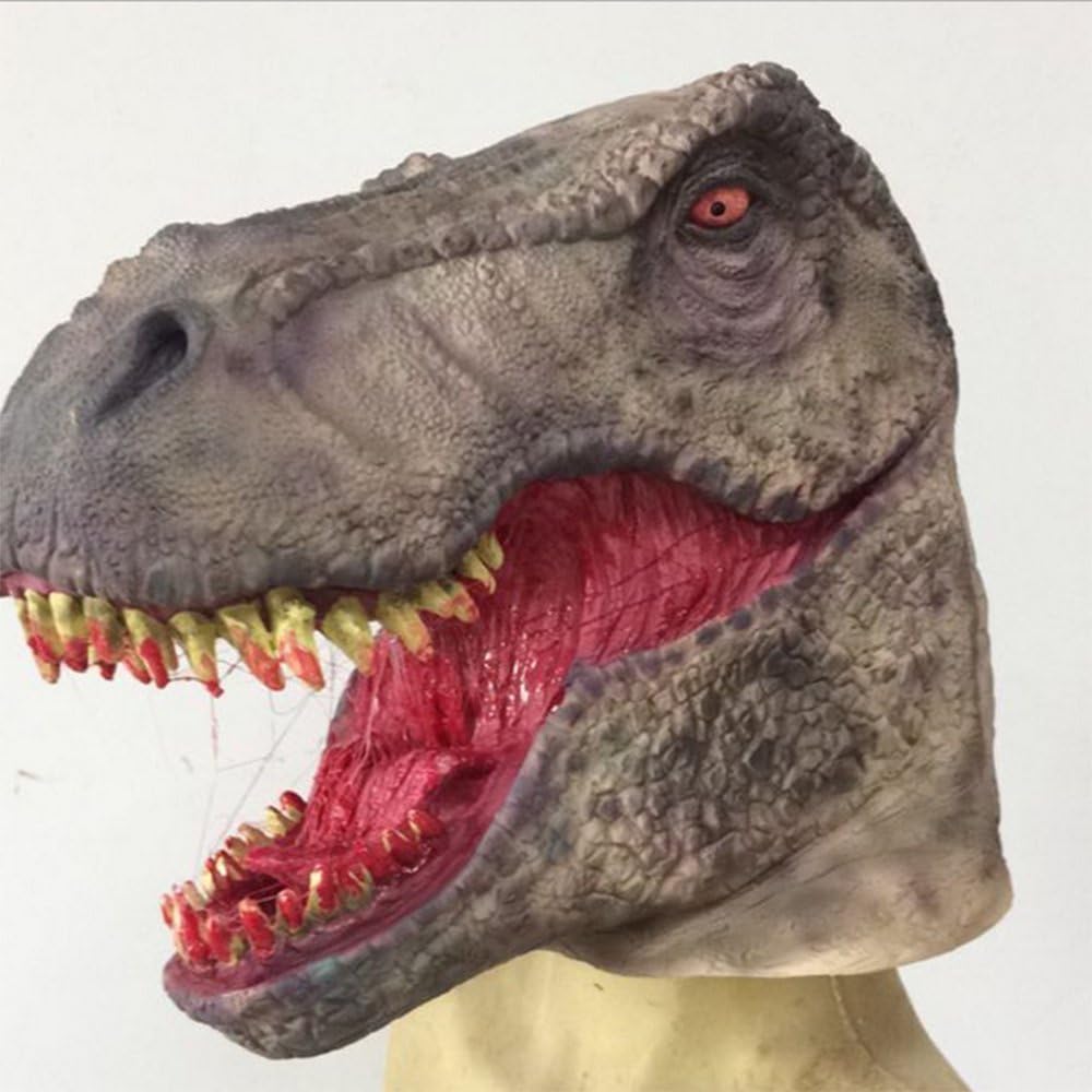 JJLIAN Halloween natural latex mask bloody scary dinosaurs (dinosaur)