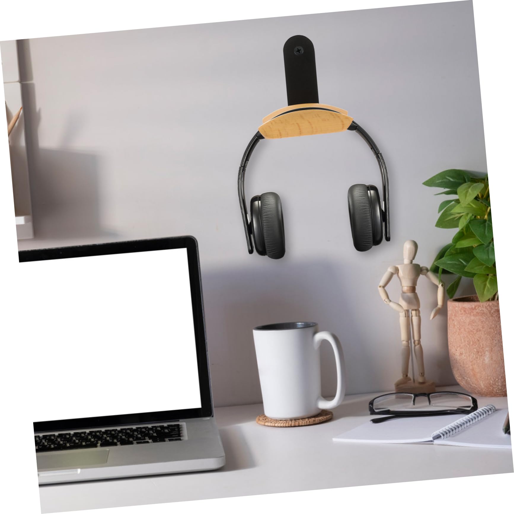 OSALADI 2piezas Soporte Para Auriculares De Madera Gancho Montable Para Escritorio Organizador De Cable Para Headset Para Oficina y Hogar