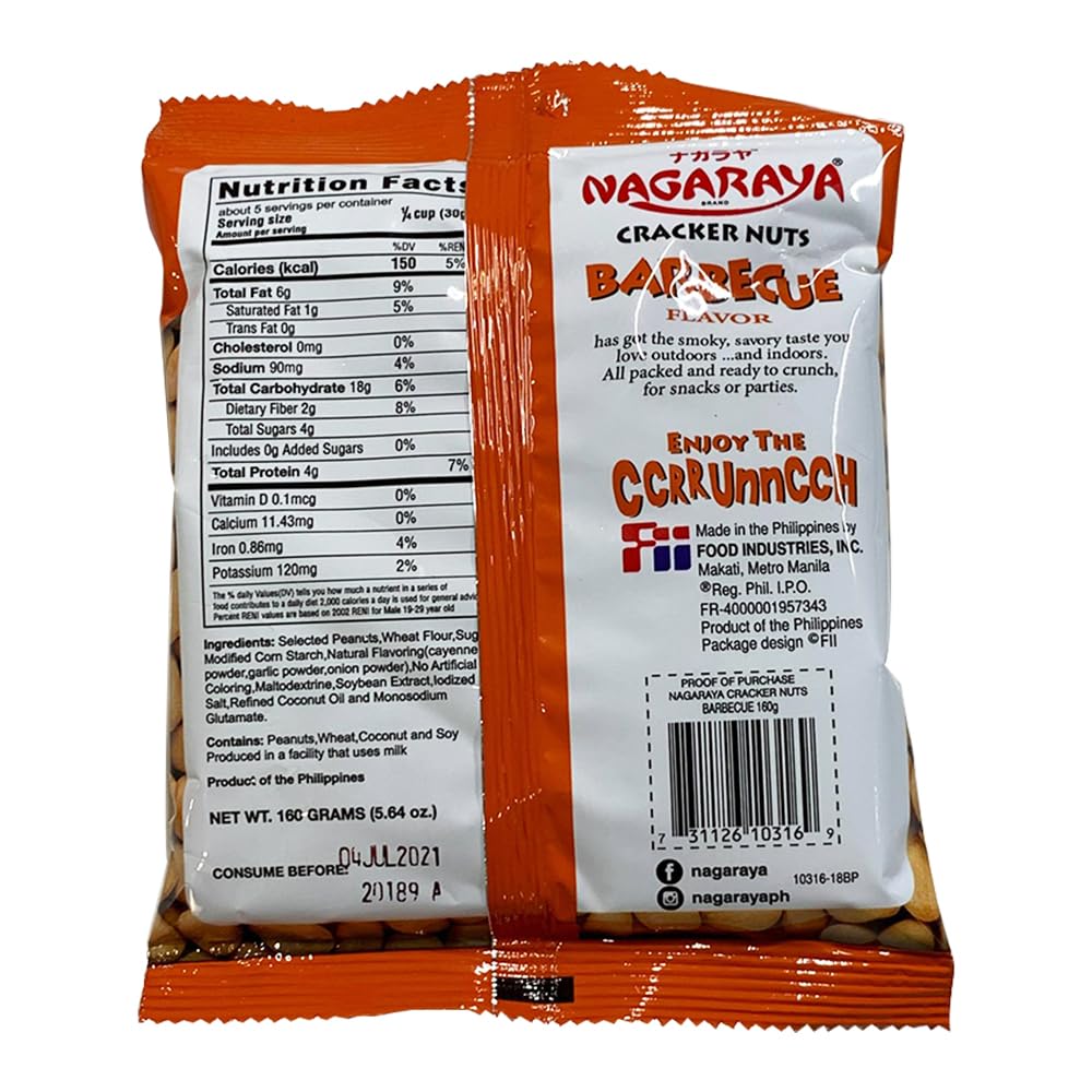 Nagaraya, Cracker Nuts Bbq, 5.64-Ounce (12 Pack)
