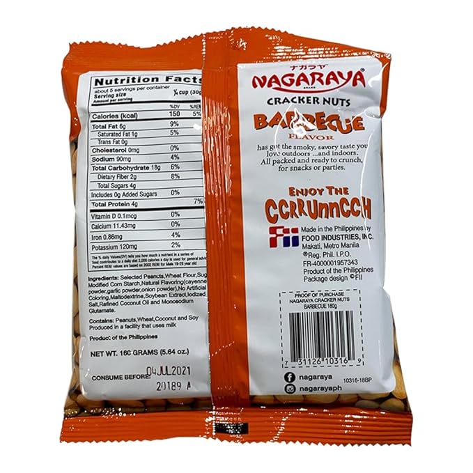 Nagaraya Cracker Nuts Bbq, Pack de 12 Unidades de 5.64 oz miniatura 2