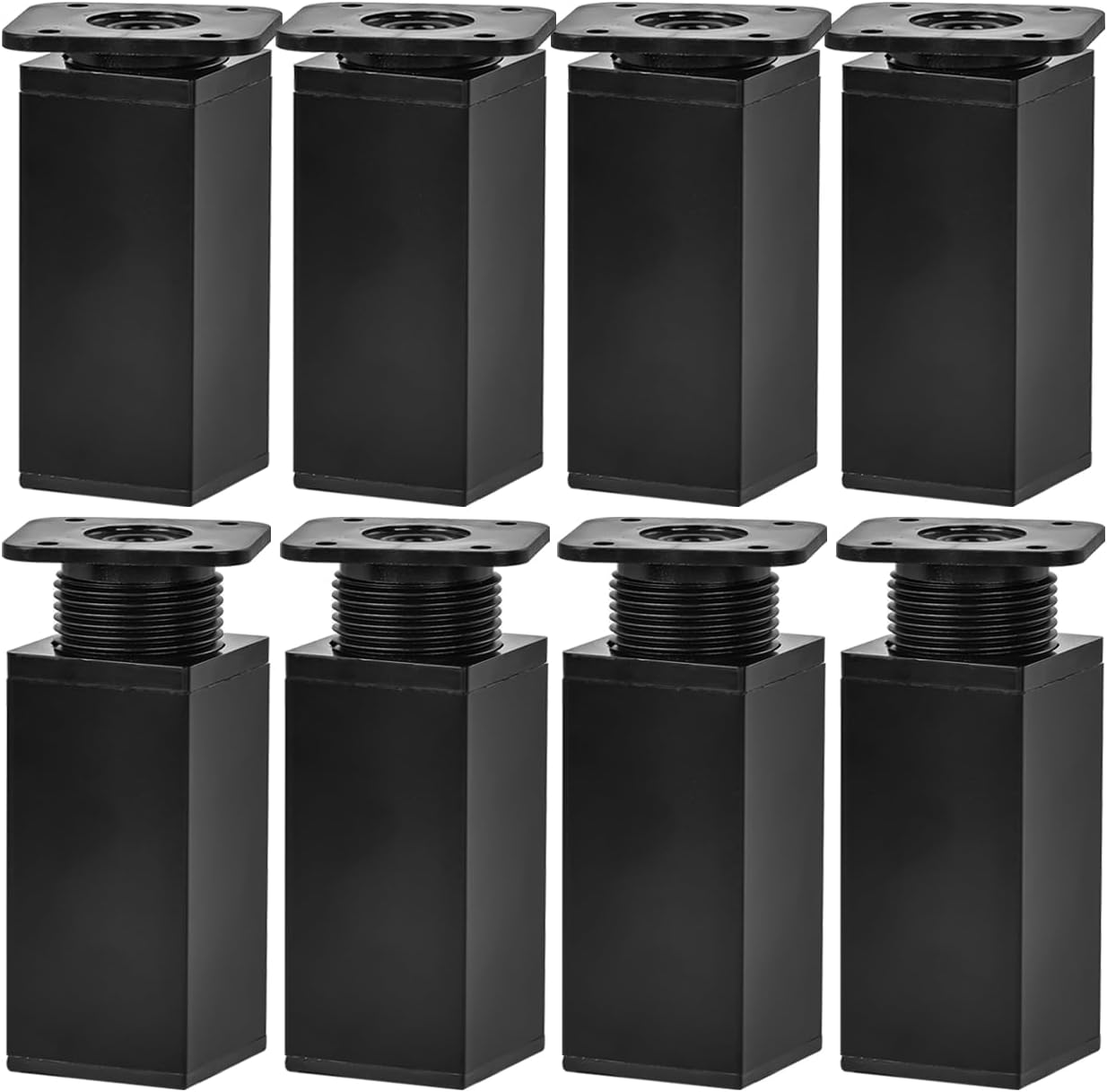 Btowin VCF 6 Inch / 15cm Adjustable Furniture Legs, 8 Pcs Black Square