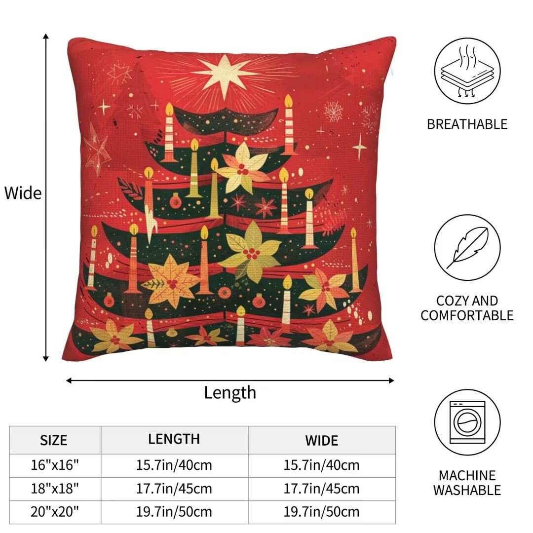 Kissenbezug 55 x 55 cm Weihnachtsbaum Kissen,Sofakissen Superweicher Kopfkissenbezug Dekorative Kissenbezüge (2er Set) Kissenhülle mit ReißVerschluss Deko Kissen für Couch Wohnzimmer Schlafzimmer J209