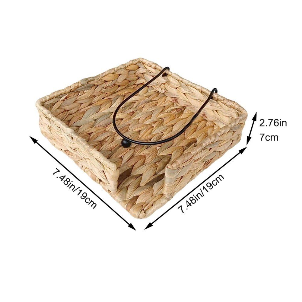 Portatovaglioli In Giacinto D'Acqua Intrecciato A Mano – Cesto Rettangolare In Rattan Naturale Per Tovaglioli, Vassoio Decorativo Per Cucina E Bagno (24x13x7 Cm) - 5