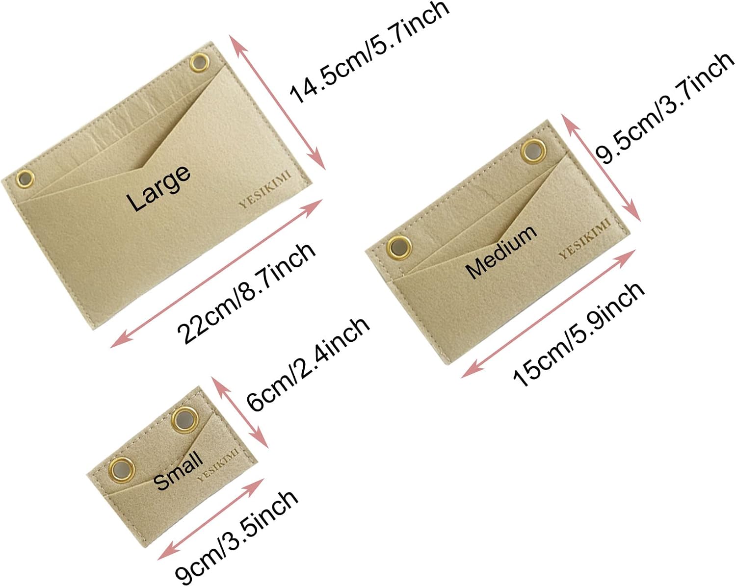 1 Set(3pcs) Kirigami Pochette Insert with Chain,Kirigami Set Organizer Conversion Kit
