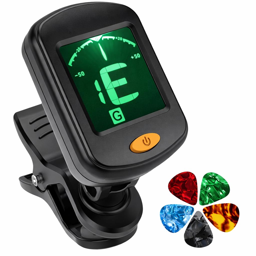 TECHBLAZE Guitar Tuner for Acoustic Guitar 360° Rotational Clip On Digital Guitar Tuner with LCD Display for All Instruments 6 String Electric Guitar Bass, Violin, Ukulele, Banjo 5 Picks Free !!!!!!-picture-28