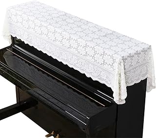 Piano Cover Elegant Lace Embroidery Daisy Decorative Dust-proof Cover for Standard Upright Pianos 78.74 x 35.43 Inch Piano Top Cover