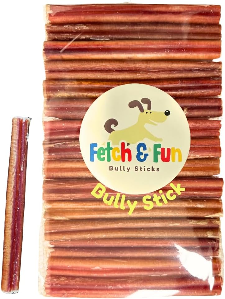 Fetch & Fun BULLYSTICKS - 6 Inch Bully Sticks (Thick - 16 Count) Bully Sticks for Medium and Large Dogs