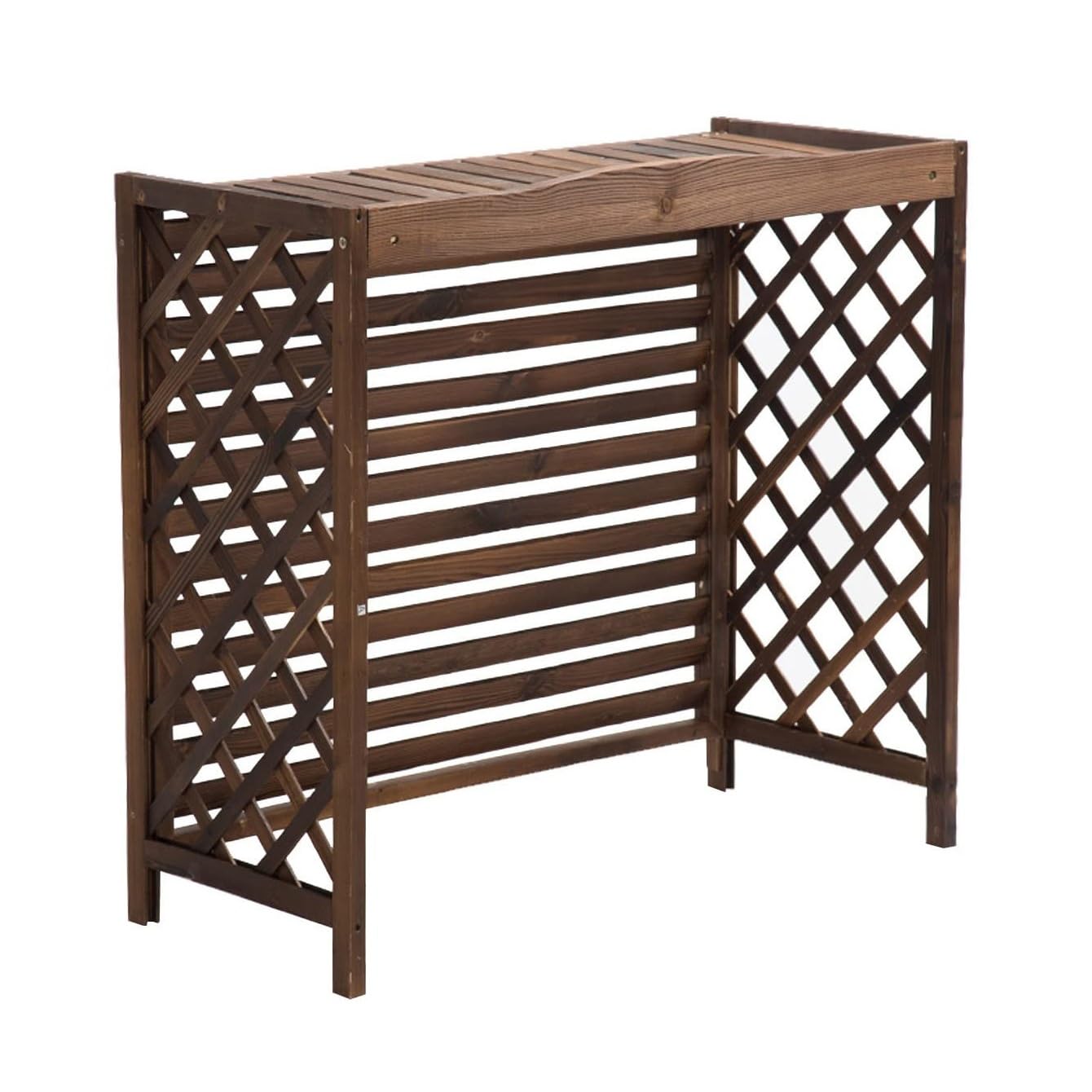 QYMYOZ Solid Wood Air Conditioner Rack & Privacy Fence Screen Outdoor Decorative Cover & Flower Stand for Garden & Balcony (81x30x72cm 115x54x95cm)