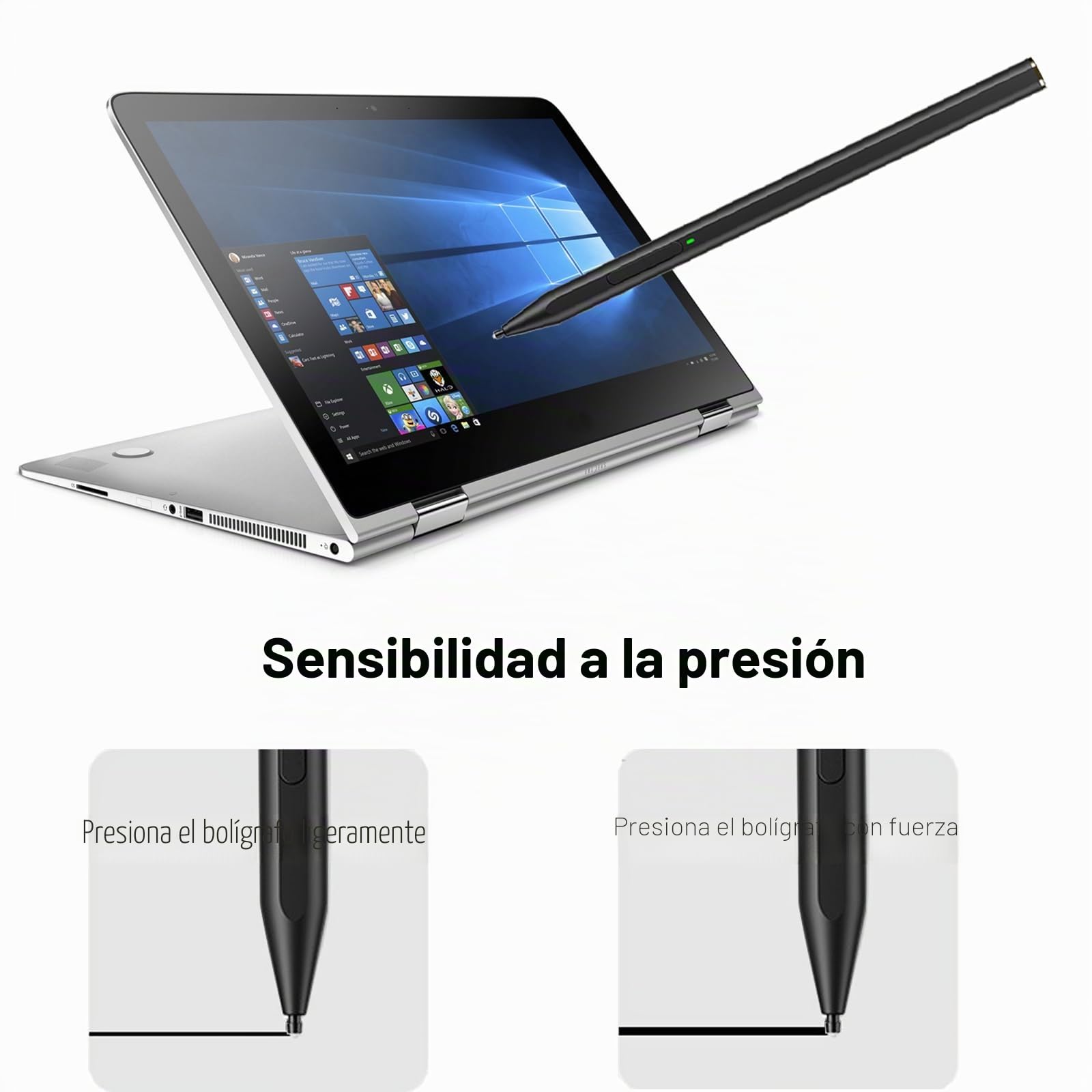 C581S - Lápiz digital MPP 2.0 compatible con HP MPP 2.0 Tilt Pen (3J122AA) para HP Pavilion x360 Pen Envy x360 Pen Spectre x360 Pen Spectre x360 Pen, 4096 sensibilidad a la presión, color negro
