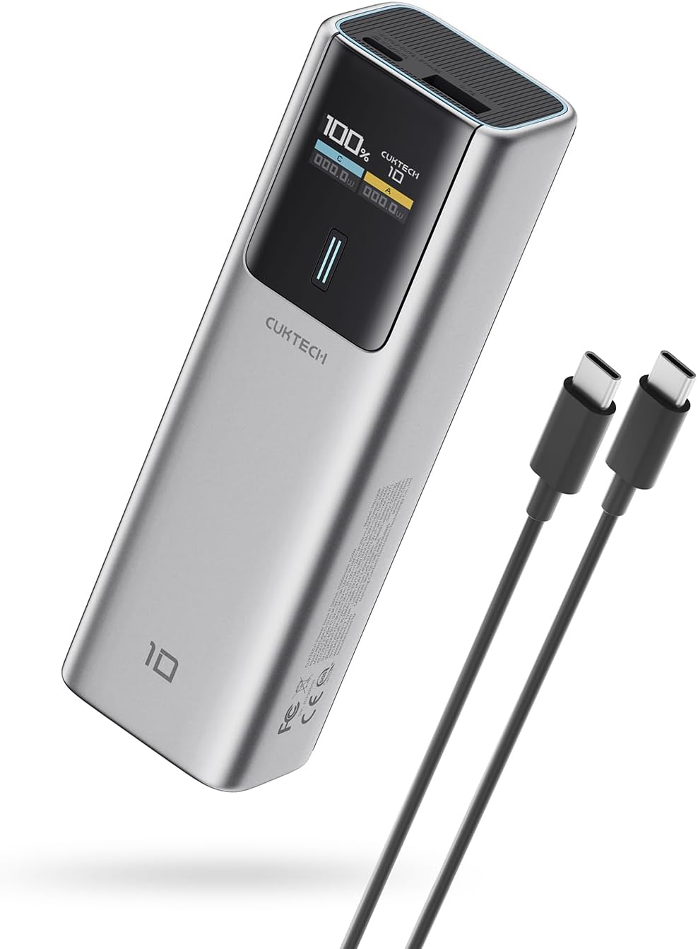 CUKTECH 10 Power Bank 10000mAh, 100W USB C Portable Charger with Smart Display, PD3.0 Fast Charging External Battery Pack for iPhone 16/15/14/13, Samsung, MacBook, Dell, Steam Deck and More