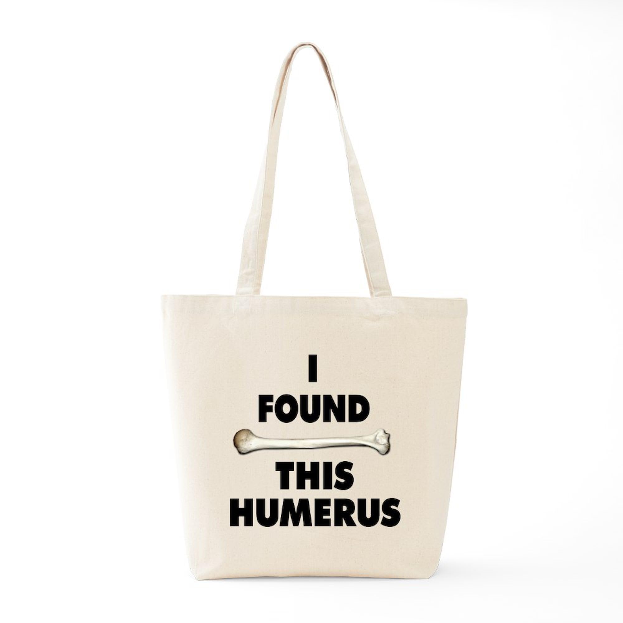 CafePress "I Found This Humerus" Natural Canvas Tote Bag – Reusable Shopping Bag With Fun Print, Two Sizes Available - View #9