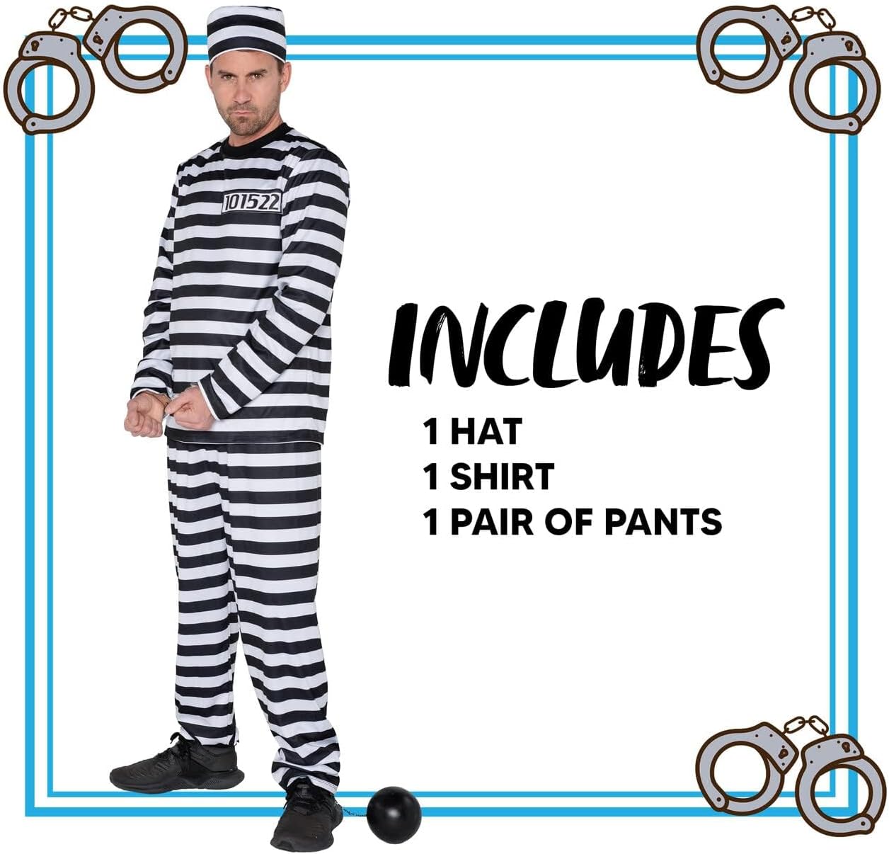 Spooktacular Creations Prisoner Costume, Inmate Jail Costume Men, Halloween Costumes for Men 2025,Jailbird Prison Outfit