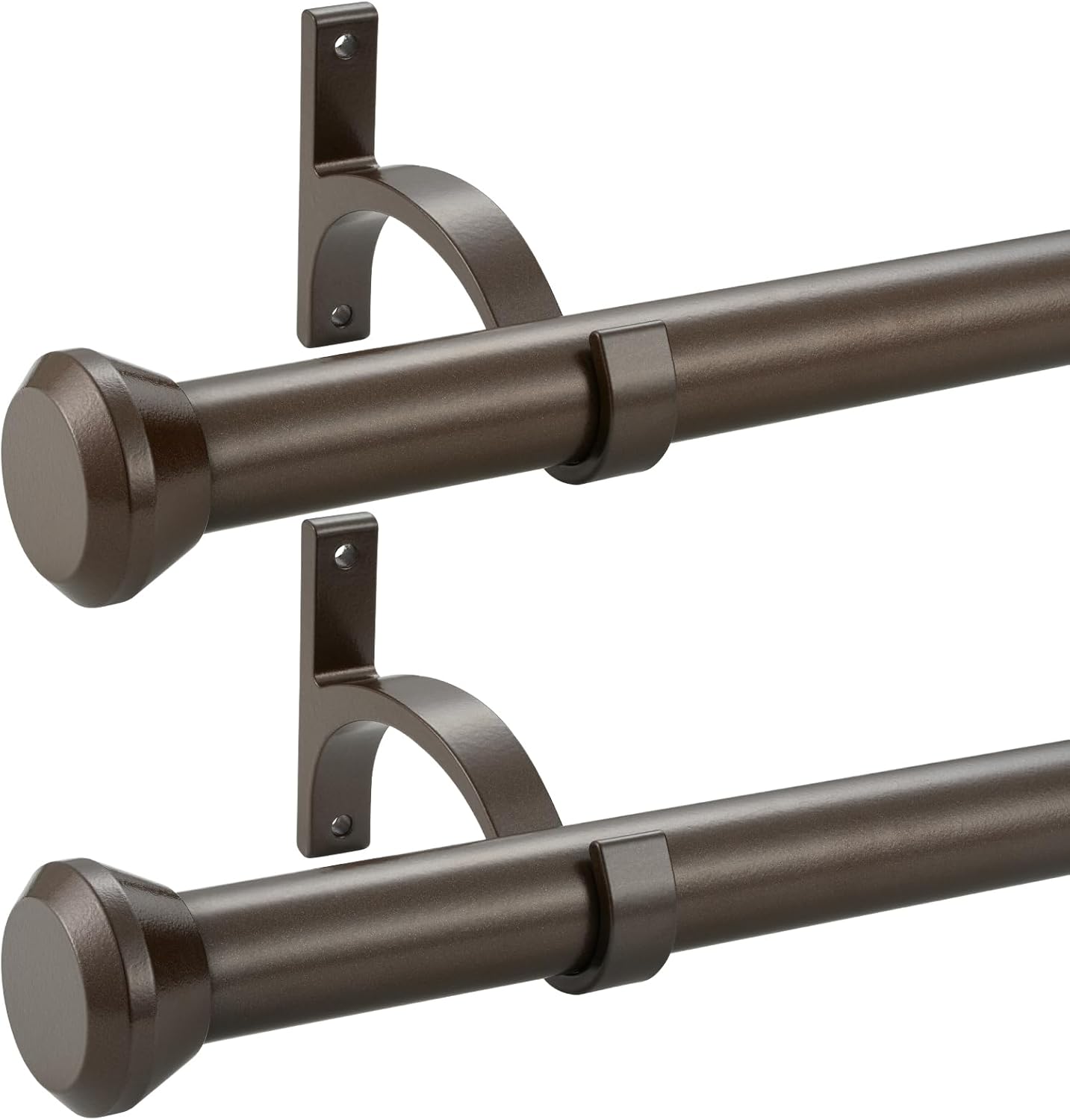 2 Pack Telescoping Curtain Rods, 1Inch Diameter Drapery Rods 28-48Inch Length Adjustable Rod with Brackets Window Treatment-Dark Bronze Dark Bronze 28-48"