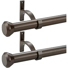 2 Pack Telescoping Curtain Rods,1Inch Diameter Drapery Rods 48-84Inch Length Adjustable Rod with Brackets Window Treatment-Dark Bronze