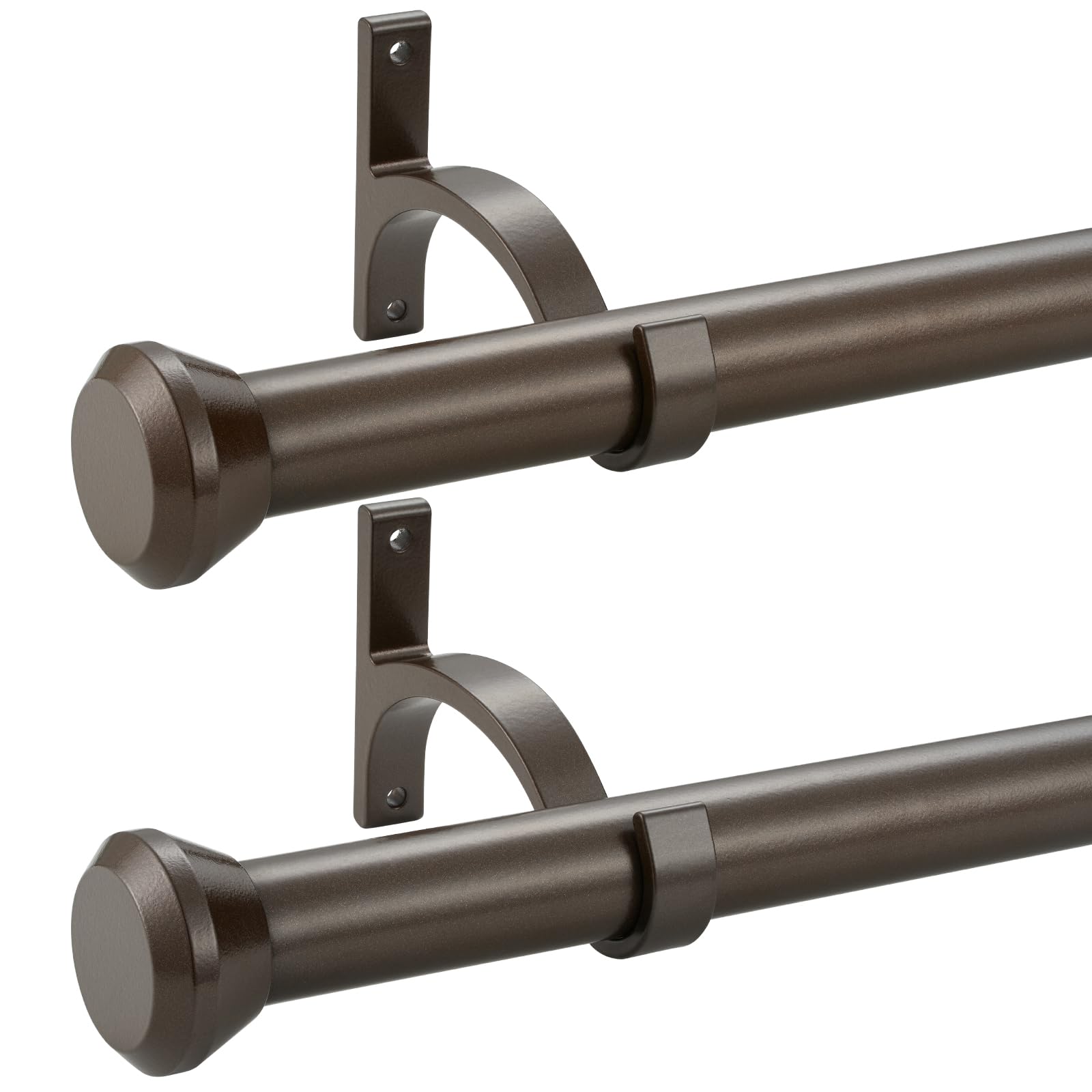 Photo 1 of 2 Pack Telescoping Curtain Rods, Side Curtain Rods 1Inch Diameter Drapery Rods 12-20Inch Length Adjustable Rod with Brackets Window Treatment-Dark Bronze