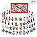 Set of 48 Pcs Mini Wooden Christmas Tree Ornaments - Santa Claus,Snowman, Angels,Tiny Hanging Vintage German Style Petite Miniature Perfect for VEETGG