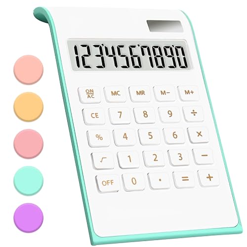 Calculadora Verde Azulado, Suministros y Accesorios de Oficina Verdes, calculadora básica de Oficina con batería Solar de 10 dígitos, calculadora de Escritorio de Doble Potencia con Pantalla LCD
