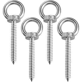 4 St ck Ringschraube M10 x 80mm 304 Edelstahl Heavy Duty  senschraube Runde Au engewinde  senschrauben Robuste Augenschraube f r H ngematten Markisen Schaukelst hle