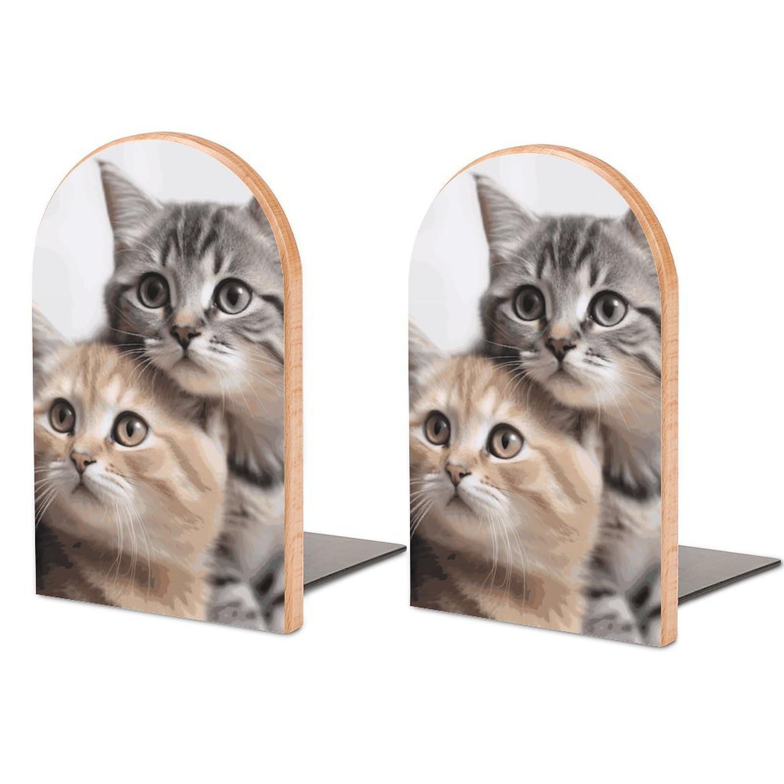 Serre-livres en bois chats pour décorer une étagère de salon