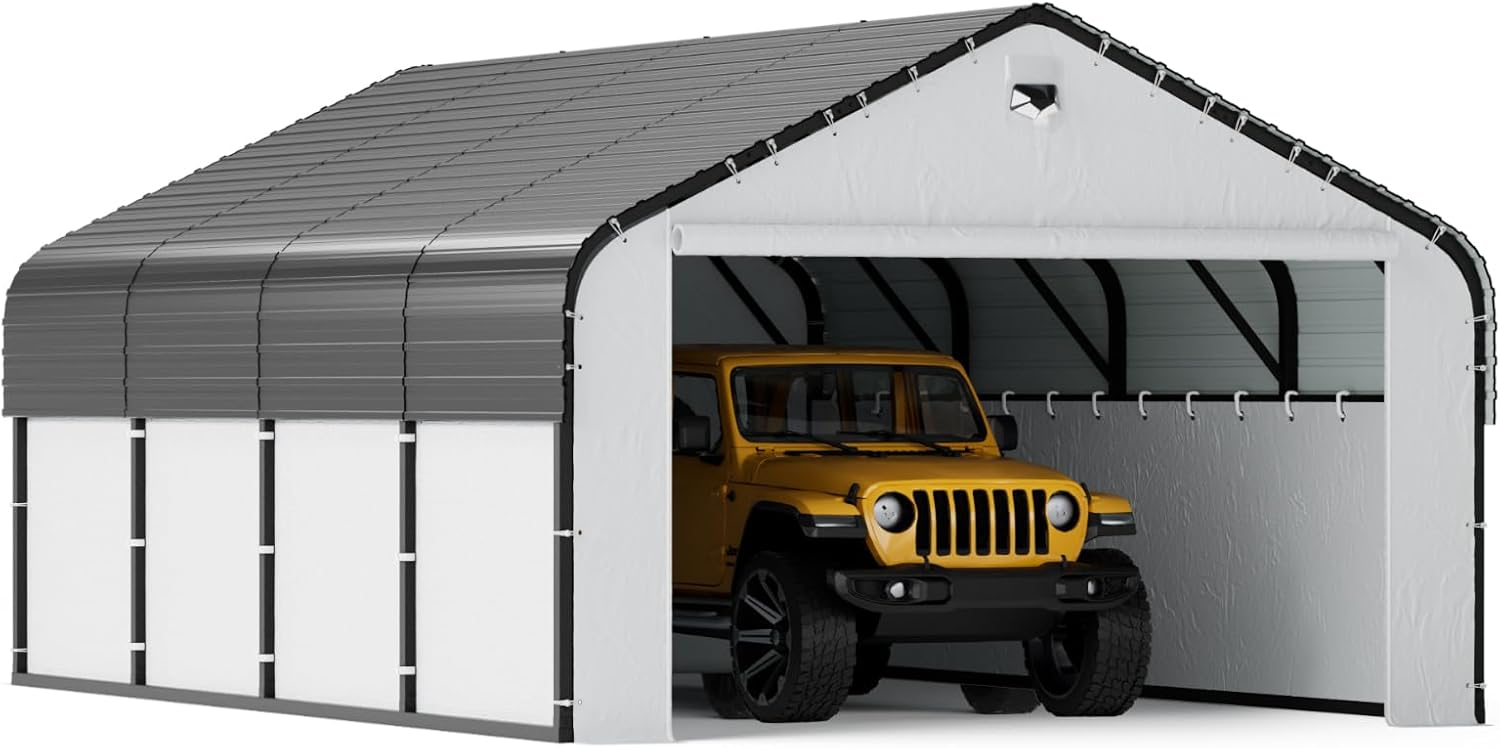 Sannwsg 12x20 Metal Carport Review: Wind-Resistant Shelter for Garden Tools, Lawn Equipment & Backyard Storage