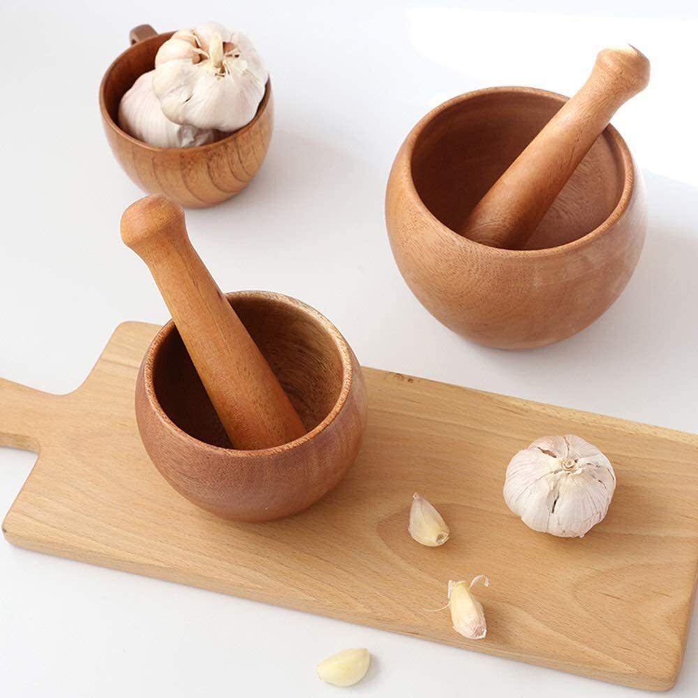 RWRAPS mortero y Maja, Molinillo de mortero y Maja de Madera: para Hierbas, Especias y Uso en la Cocina, Mortero y Maja Hechos a Mano (Size : 11cm) (11cm)