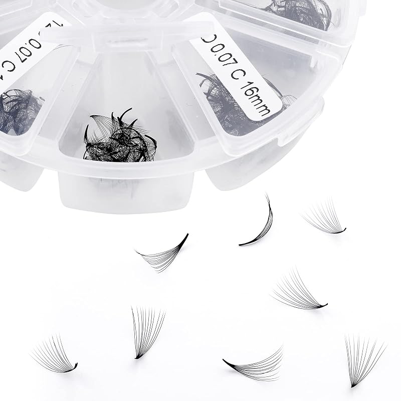 WENDY LASHES Cílios Postiços em Leques Prontos 12D, Curvatura D, Comprimentos de 9 a 16 mm, Pacote com 500 unidades