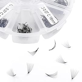 Volume Lash Extensions 12D Premade Fans Eyelash Extensions 500 PCS 0.07mm 9-16mm Mixed C/D Curl Short Stem Premade Volume Eyelash Extensions Pointed Base Fans(500PCS-12D-0.07-D, 9-16mm Mixed Tray)