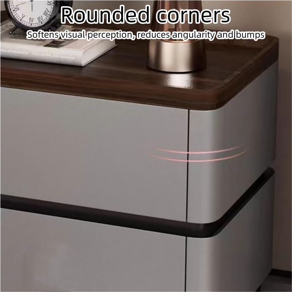 Solid Wood Bedroom Bedside Table, Minimalist Bedside Cabinet, Sofa Coffee Table Side Table, Modern Storage Cabinet, Suitable for Living Room, Hotel(Gray 2,Large)