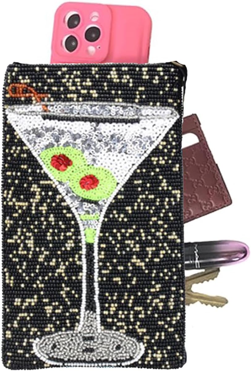 Bamboo Trading Company Cocktails Anyone Club Bag Beaded Phone Crossbody - Image 3