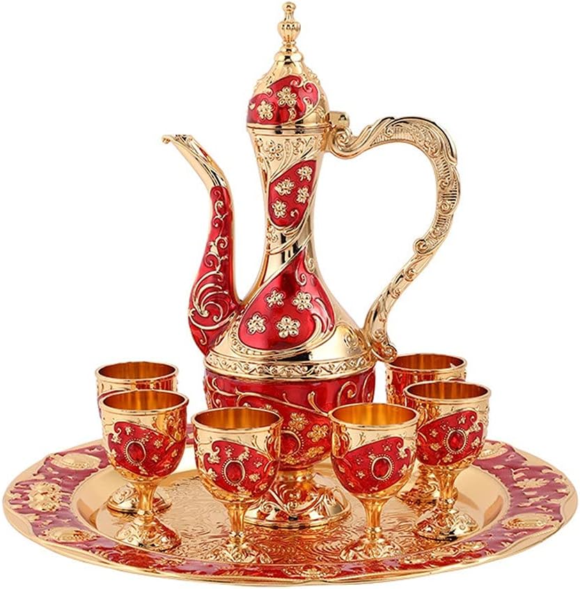 European Small Wine Plate Pattern Wine Dispenser Household Wedding Festive Supplies Wine Utensils Shot Glasses (Color : B) (A)